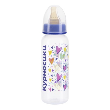 A bottle for feeding with a latex nipple, 250 ml, from 0 months., Mix color-12