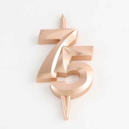Candle in the cake "Jubilee", number 75, 10 cm, champagne-2