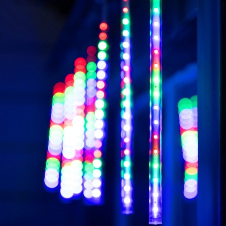Garland "icicles" 2.5 × 0.3 m, IP65, transparent thread, 192 LED, glow of multi with a drain effect, 12 V-2