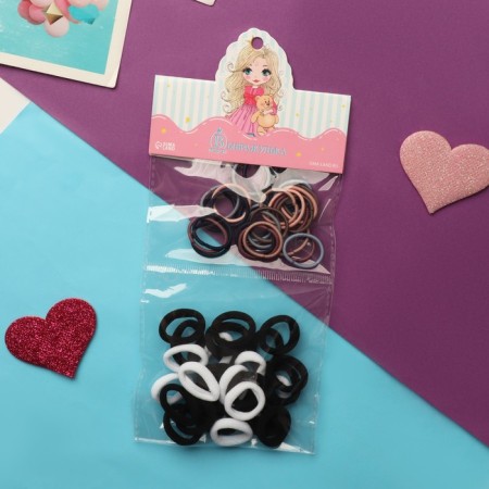 Hair elastic band "Fleeca" (set 60 pcs ± 2) strips of classic, 2 cm, mix