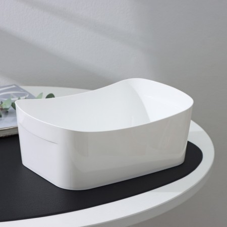 Basket for storage without a lid, 2.7 l, 24 × 16.5 × 9 cm, white color-1