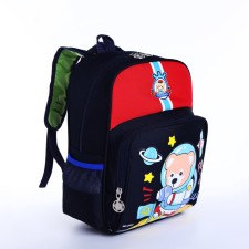 Baby backpack on lightning, 3 outer pockets, black/red color