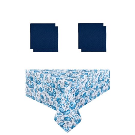 Kitchen Bluebird: a tablecloth 110x140 cm, serving napkin 40x40 cm. - 4 pcs, blue color-1