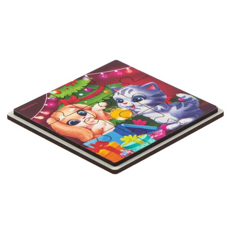 New Year's Wooden Puzzles "New Year! Animals decorate the Christmas tree "-2