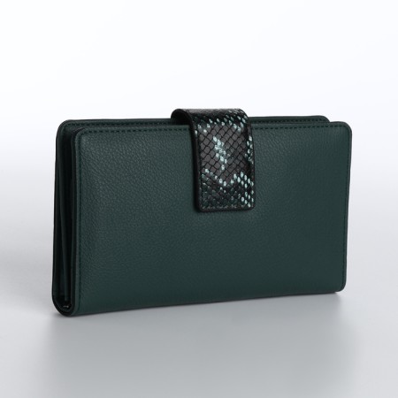 Women's wallet on magnet, green color