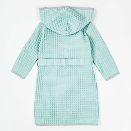 Халат детский с капюшоном Amarobaby Waffle, рост 134-140 см, цвет мятный-12