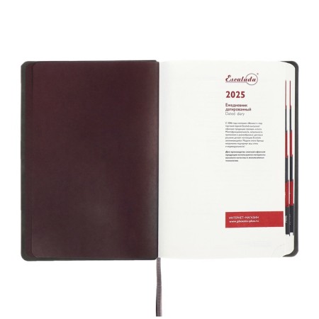 Dated 2025 diary, Escalada, A4, 120 sheets, soft cover, artificial leather, foil embossing, liesse, block 70 g/m2, brown-4