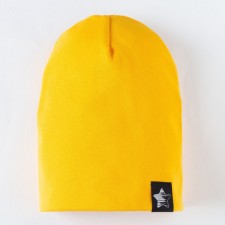 Two-layer children's hat, mustard color, size 50-54
