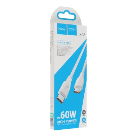Cable Hoco X93, Type-C-Type-C, 60 W, 3 A, 2 m, fast charging, TPE braid, white-9