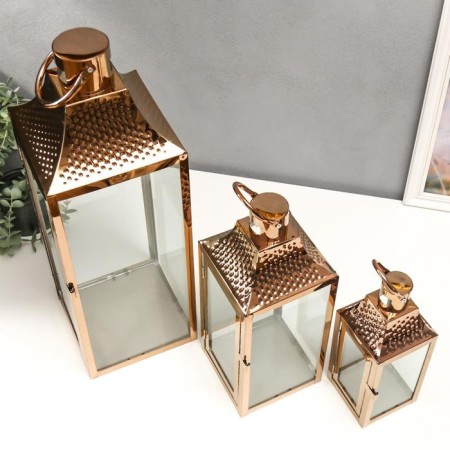 Summary metal, glass Lantern "Points" copper nr 3 pcs 55x18x18 37.5x14.5x14.5 26x10x10 cm-3