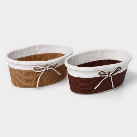 Kashpo for flowers wicker "bow", 19 × 12 × 8.5 cm, oval, color mix-3