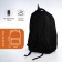 Youth backpack from textiles, 2 parts on lightning, 3 pockets, black/orange color
