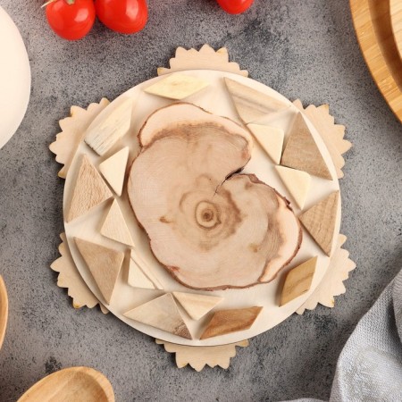Hot "pink flower" stand, 20x20 cm, wood mix-1