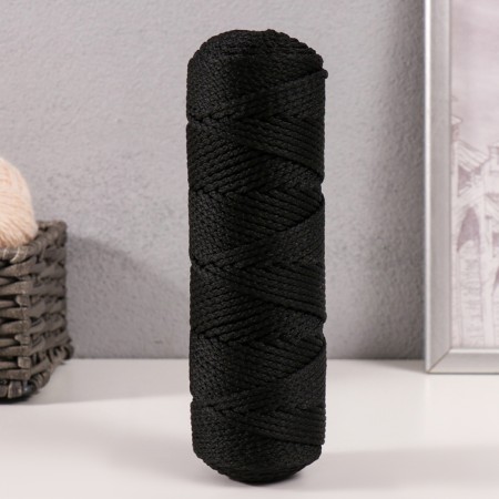 Knitting cord "Classic" without a core 100% polyester width 4mm 100m (black)