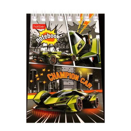 Notepad A7, 40 sheets in a cage on the crest "Auto Champion", covered cardboard, mix-4