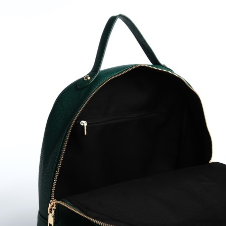Women's backpack made of artificial leather with lightning, 2 pockets, green color-4