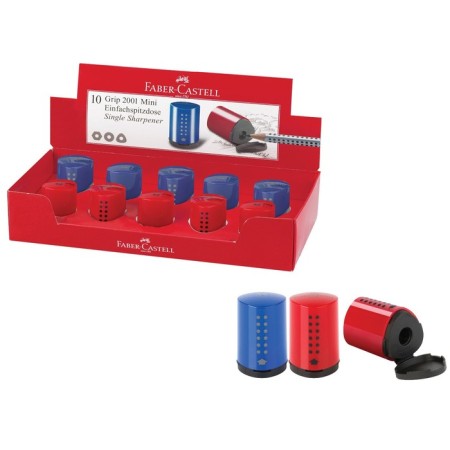 Plastic griller Faber-Castell Grip 2001 mini, 1 hole, container, red-blue