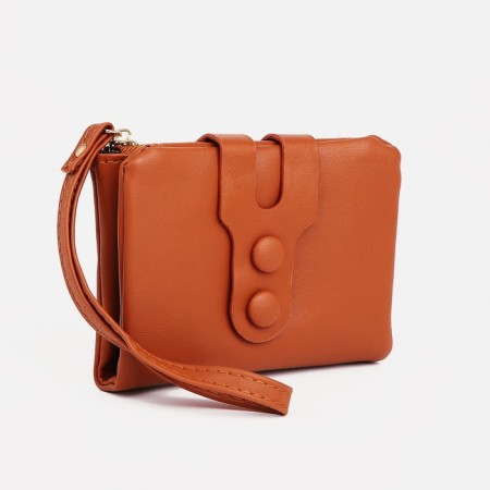 Women's wallet on the button, redhead color