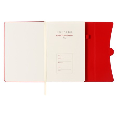 Organizer on the rings A6+, 80 sheets, leatherette, with a valve, a line, with a handle, in a gift box, red-4