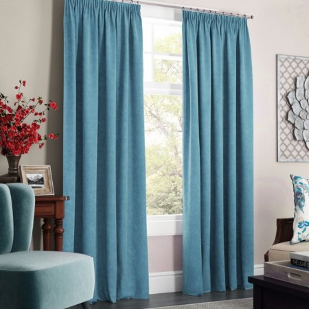 Set of curtains "Soft", size 145 x 270 cm - 2 pcs, grab - 2 pcs, color blue