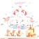 Sticker Plastic Interior color "Unicorns with flowers, hearts, rainbow" 60x90 cm