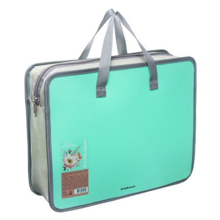 Folder with A4+handles, 332 x 268 x 90 mm, Erichkrause "Matt Pastel Bloom", 600 μm, lightning from above, green-2