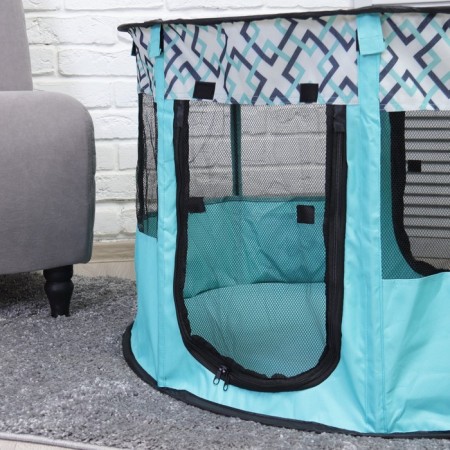 An animal aviary, a tent with a pattern, round, 90 x 55 cm, blue-4