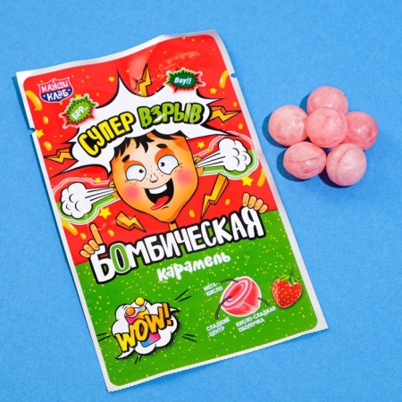 Caramel Lollice "Bombic" with a taste of strawberries, 13 g-1