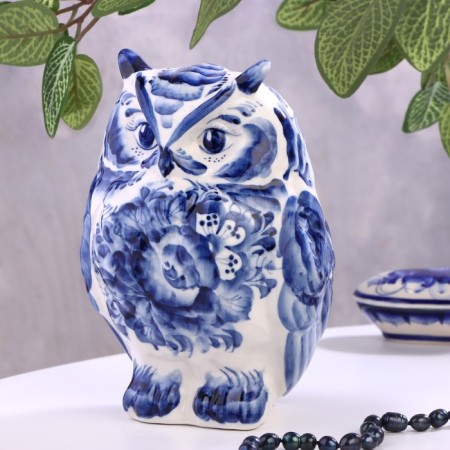 Souvenir Owl, Gzhel, 19x14 cm-1