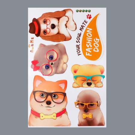Sticking plastic interior color "Plush dogs" 60x90 cm-1