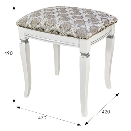 Vasco banquet in 106n, 420x470x490, white/silver/Marcus silver-2