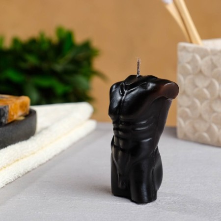 Figure candle "Male torso No. 1" Black, 9cm-2