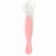 A spoon of children's silicone for feeding, pink color