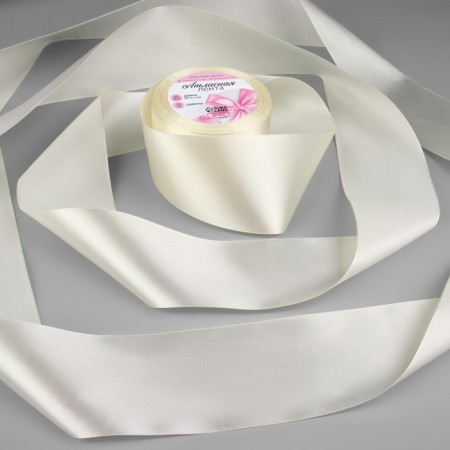 Satin tape, 75 mm × 23 ± 1 m, creamy color No. 02