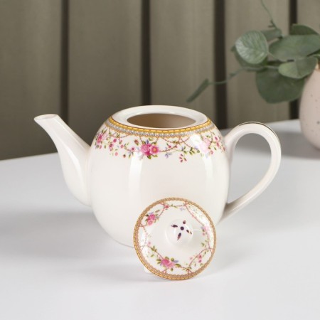 Kettle porcelain harness "rosali", 800 ml, white color-2