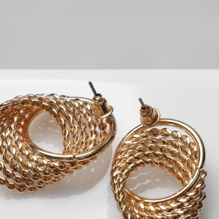 Earrings Metal "interweaving" thread, color gold-2