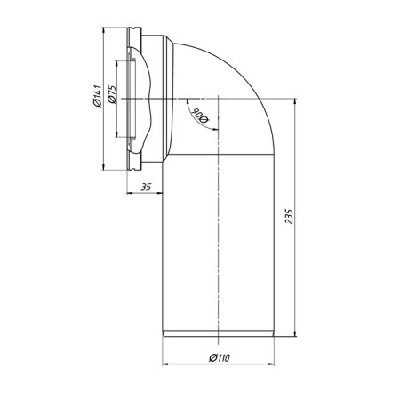 Fan pipe for the toilet "Ani Plast" W9220, 110 mm x 90 °-1