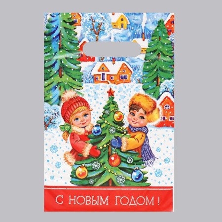 Package "Winter Fun", polyethylene with a cut pen, 20x30 cm, 30 μm