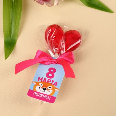 Lollipop with flowers "March 8", taste: raspberries, without sugar, 12 g.-4