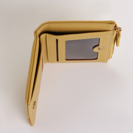 Women's wallet on the button, yellow color-3