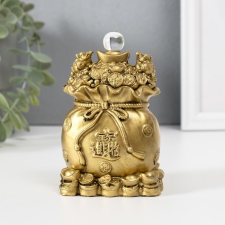 NECKE Polystone for bronze "Two toads on a bag with coins" 7.2x6.2x12 cm