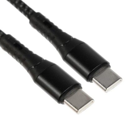 Type-C cable-Type-C, 3 A, 66 W, fast charging, fabric braid, 1 meter, black