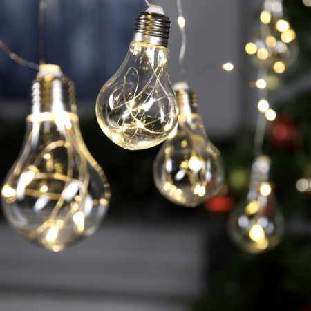 Garland “thread” 3 m with nozzles “light bulbs”, IP20, silver thread, 100 LED, warm white glow, 3.5 in