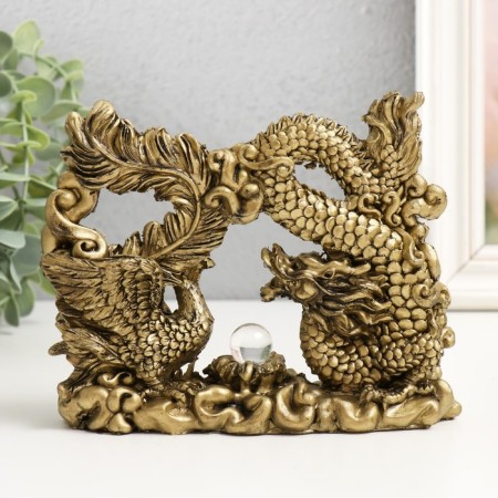 NECKE Polystone for bronze "Dragon and Phoenix. Family Welfare" 4x15.5x12 cm-2