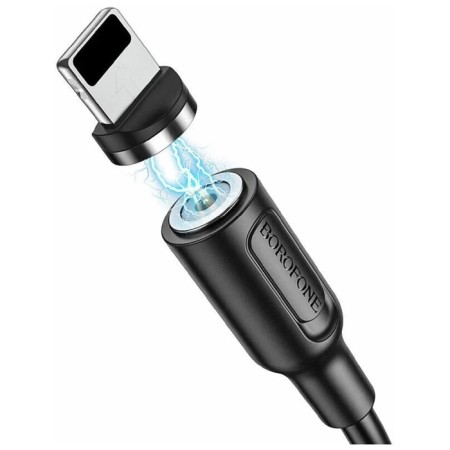 Cable Borofone BX41, Lightning - USB, Magnetic, 2.4 A, 1 m, PVC braid, black-2