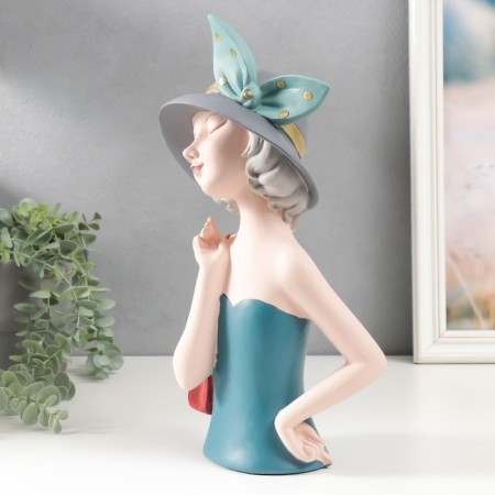 Souvenir Polystone "Baby in a gray hat with a bow in peas" 35x10x16.5 cm-3