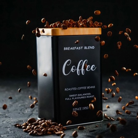 Bank for bulk products (coffee) "Sains", 18 × 10 cm, black color-5