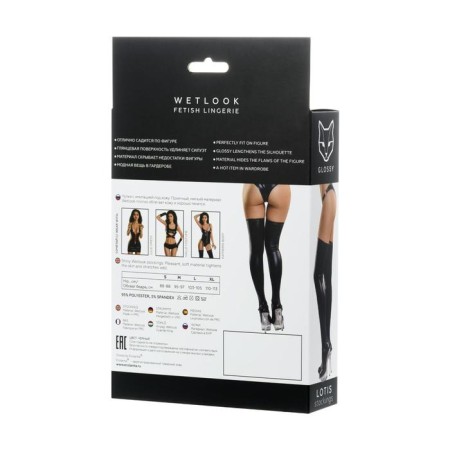 Stockings Glossy, Wetlook, Black Color, size XL-4
