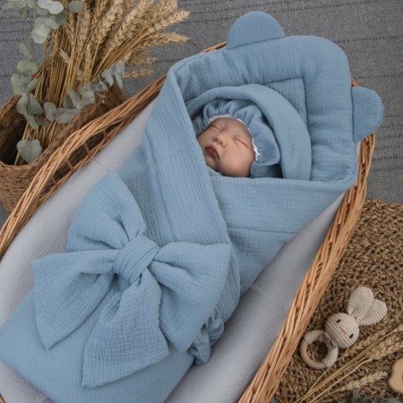 Kinderlitto “Muslin” discharge kit, 4 items, height 50-56 cm, gray-blue color-1