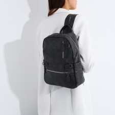 Women's backpack made of artificial leather with lightning, 2 pockets, color gray color
